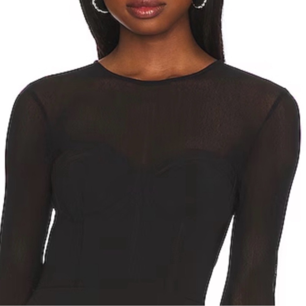 NBD REVOLVE Anita mini dress size small black  LBD mesh sleeves date night - Picture 2 of 11